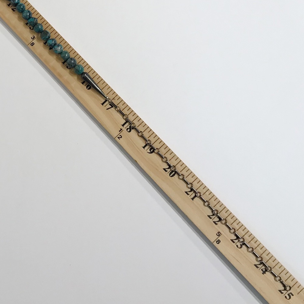 Vintage Native American Sterling Silver 9mm Turquoise Cone Beaded Necklace 24" - Picture 16 of 16